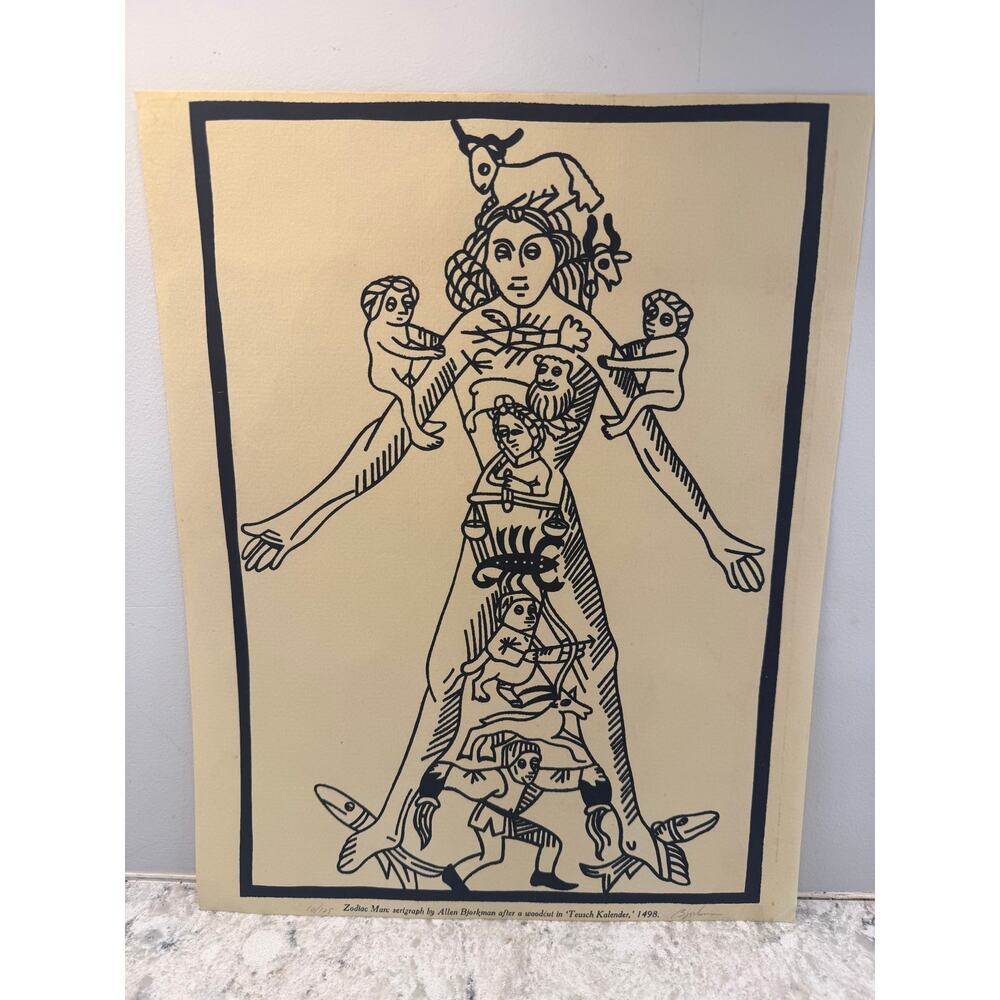 Signed Serigraph Titled Zodiac Man by Artist Allen Bjorkman